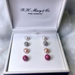 Macy's R.H. & Co. Fine Jewelry Set of 4 Earrings Silver & Cubic Zirconia NWT Photo 0