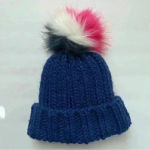 Boden Blue,Pink,White and‎ Red Pom Pom Knit Ribbed Beanie Size XS Stretch Blue Photo 5