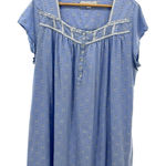 Eileen West Blue Floral Nightgown Women's XL Cotton Cap Sleeve Button Front Photo 0
