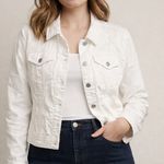 Anthropologie Pilcro and the Letterpress White Floral Embroidered Jean Jacket sz XL Photo 1