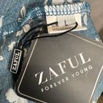 Zaful Turquoise blue and white floral ruffle wrap dress size large NWT Photo 5