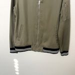 Harlowe $ Graham [Harlowe & Graham] Olive Green Striped Cuff Zip Up Bomber Jacket Size Medium M Photo 4