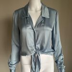 Wilfred  Satin Tie-Front Blouse - Soft Blue Photo 0
