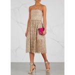 Alice + Olivia NWT  Embellished Lace Midi Alma Sequin Gold Dress Scallop Cocktail Photo 5