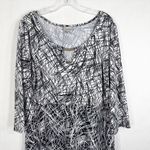 Avenue  Plus Size 18W 20W Dress Midi Black White A‎ Line Stretch Keyhole 146 Photo 2