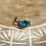 Blue Opal 925 Sterling Silver Dolphin Ring Photo 0