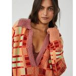 Free People Retro 70s Oversized Plaid Ruben Pullover Tunic Sweater Size Medium Photo 11