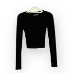 Madewell  Crewneck Long-Sleeve Tee Women's XS Black Fine Ribbed Supercrop NWT Photo 2