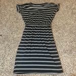 Banana Republic Black White Stripe Midi Dress Elastic Waist Side Pockets XS Photo 5