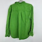 ZARA Green Lyocell Linen Blend Button Down Shirt Frayed Collar Long Sleeve Photo 4