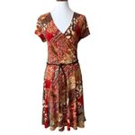 Ralph Lauren Lauren XL Dress Stretch Retro Boho Faux Wrap Patchwork Paisley Belt Photo 1