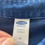 Old Navy Maternity Indigo Chambray Dress Long Sleeve Button Up Top Size Medium Photo 2