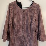 Eshakti 18w Brown Dress Front Button Midi 3/4 Sleeve 1X Cotton Back Zip Photo 1