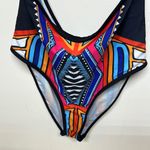 Ekouaer Black and Blue multicolored One Piece Swimsuit with Cut-Out Design Photo 2