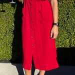 Red button up midi dress Photo 6