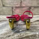 Hot pink pumps with gold shaped heart for heel fashion shoes size 40/9 Photo 6