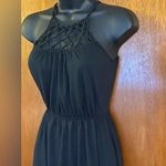 Derek Heart Women's Black Maxi Dress Size Small Strappy Back & Handkerchief Hem Photo 9