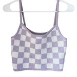 Aeropostale  knit crop top checkered white purple sweater small NEW Photo 4
