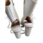 AZALEA WANG white Patent Laceup Booties Heels Sizs 7.5 Photo 3