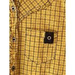 BKE Shirt Women’s Size XS Yellow Brown Plaid Button Up Long Sleeve Embroidered Photo 5