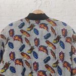 Carol Horn Vintage 100% Silk Feather Print Bomber Jacket M Retro Artwear Black Size M Photo 4