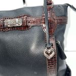 Brighton Black & Brown Pebble Leather Medium Shoulder Bag Tote Purse With Braide Photo 4