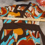 AB Studio Size Large L Funky Swirl Retro Dress Summer Fall Wedding Midi Brown Photo 2