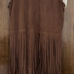 Penelope Brown vegan suede Fringe tassel Sleeveless Vest cardigan, size L boho Size L Photo 7