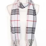 White Plaid Black Red Grid Print Wrap Scarf New Photo 0