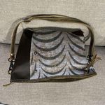 Myra Bag Messenger Cotton Leather Green Brown Blue Pockets Hand Bag Purse Photo 0