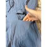 ZARA Women Size XS Dusty Blue Romper Tie Front 100% Cotton Lightweight Photo 1