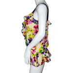 EXPRESS  Shirt Womens XS‎ Pink Yellow Floral Flowers Ruffle Romantic Feminine Photo 2