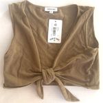 NWT Year of Ours mesh tie crop tank top in Caribou Size XS Tan Photo 2