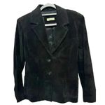 Valerie Stevens Women's Vintage Black Leather Suede lined Blazer Jacket Size L Photo 1