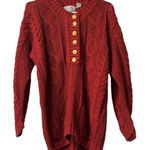 LITTLE WOOD GREEN Red/Orangeish Sweater Women Chunk Cable Knit Size Small VTG Photo 0