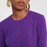 Ralph Lauren Polo  Cashmere Purple Cable Knit Crewneck Sweatshirt New Small Photo 2