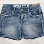 Buckle Y2K 2000s Hydraulic Bailey Low Rise Denim Jean Shorts Rhinestones Medium Wash Photo 0