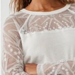 Free People  Top Sydney Tee Love Dove Size Small Off White Lace Long Sleeves NWT Photo 2