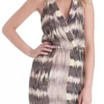 Parker  Maya Brown Yellow Ikat Print 100% Silk  Racerback Mini Dress Photo 0