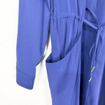 Karen Millen Womens Military Shirt Dress Drawstring Waist High Low Blue Size 8 Photo 7