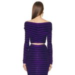 ALAÏA 3d Velvet Top in Ultraviolet 42 New Womens Cropped Knit Blouse Purple Size undefined Photo 2