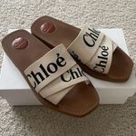 Chloé Flat Sandals Woody Logo Ribbon Slide Photo 0