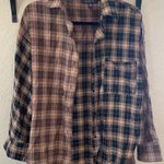 Grade & Gather Black chestnut color block plaid button up top Photo 1