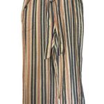 Knox Rose  Women's Striped Pant Linen Rayon Medium Waist Tie Front Beige Blue Red Photo 0