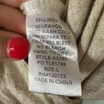 Umgee  Beige Linen Blend Cropped Jumpsuit Drawstring Waist Pockets Size Large Photo 7