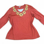 Orange embroidered sunflower v neck x Size L Photo 0