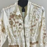 Johnny Was NWOT  Embroidered White Cupra Top Zip Up Jacket Bohemian Size S Photo 3