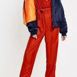 Urban Outfitters  Brynn Velvet Jumpsuit Orange Bronze Photo 0
