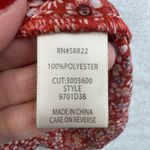 Max Studio L Large Top Blouse Scarlet Red Daisy Floral Ruffled Sleeve Tie Photo 8