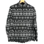 Lands' End Womens Fleece Pullover Black Fleece Fair Isle Print Medium 1/4 Zip Photo 0